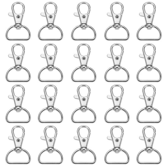 20pcs Small Rotating Keyring Hooks D Rings Metal Carabiner Clasps