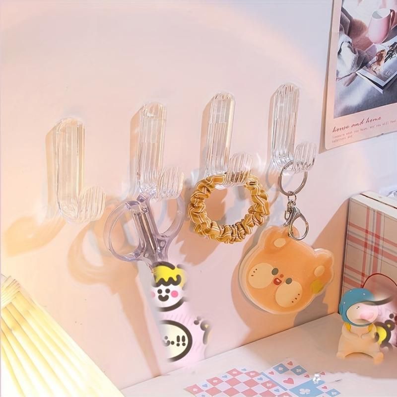 5pcs Acrylic Hooks Strong Load-bearing Punch Adhesive Hooks
