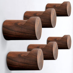 6pcs Wood Wall Hooks Hat Hanger Easy Install Walnut Modern Small Room Decor