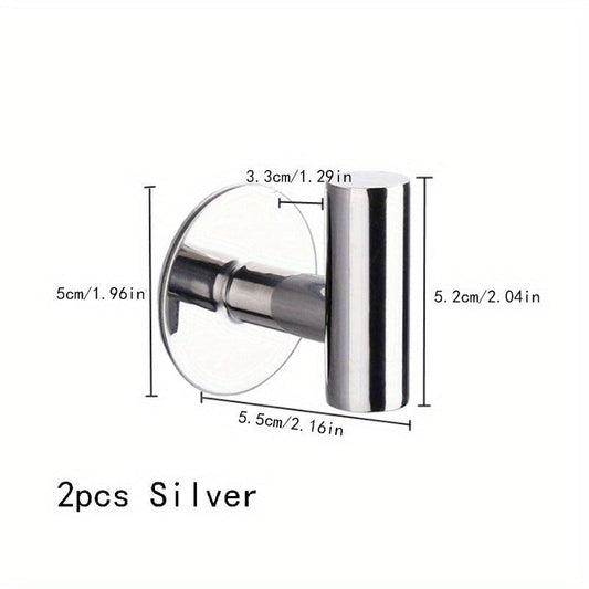 2pcs Stainless Steel Towel Hooks Self Adhesive Wall Hook Coat Hook