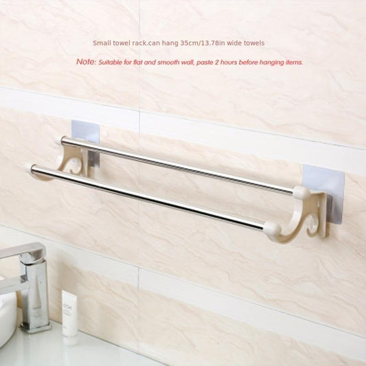 Multifunctional Double Rod Towel Rack Bathroom Storage Rack