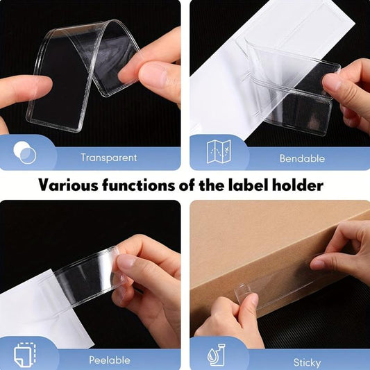 40pcs Adhesive Label Pockets Clear Tag for Bookshelf Library