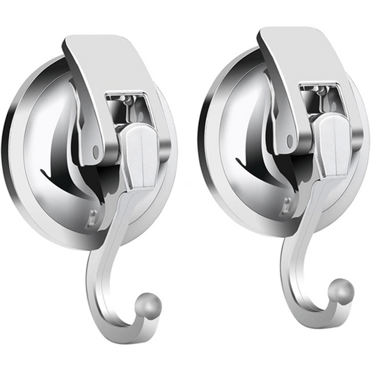 2 Heavy Duty Suction Cup Hooks for Bathroom Towel Organization