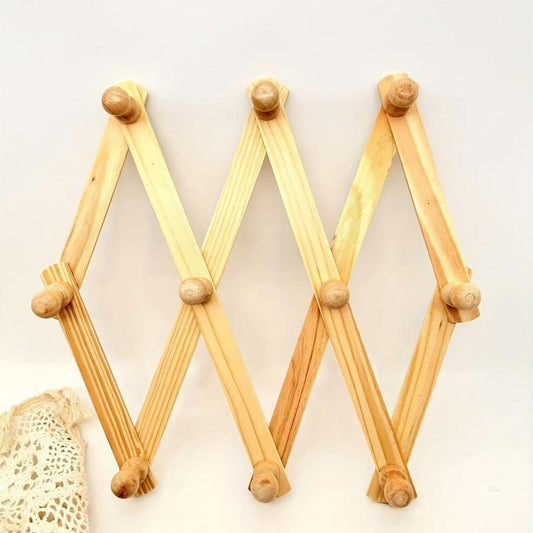 Vintage Wood Wall Mounted Accordion Coat Rack
