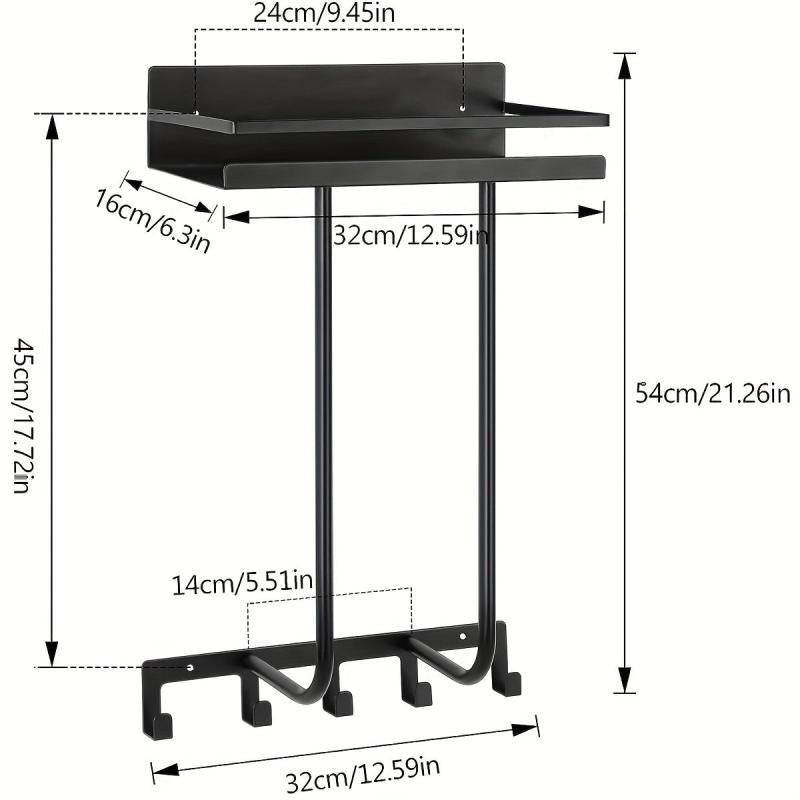 Metal Wall Mounted Bath Towel Rack with Top Shelf