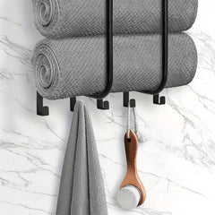 Metal Wall Mounted Bath Towel Rack with Top Shelf