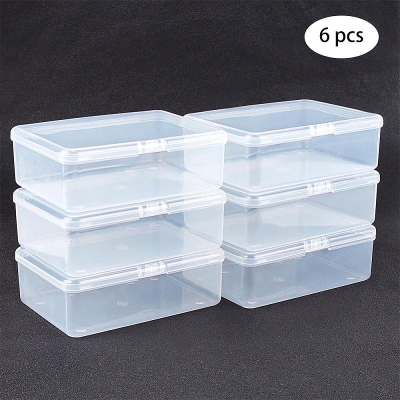 6pcs Clear Plastic Bead Storage Containers with Lids for Jewelry Finding