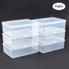 6pcs Clear Plastic Bead Storage Containers with Lids for Jewelry Finding
