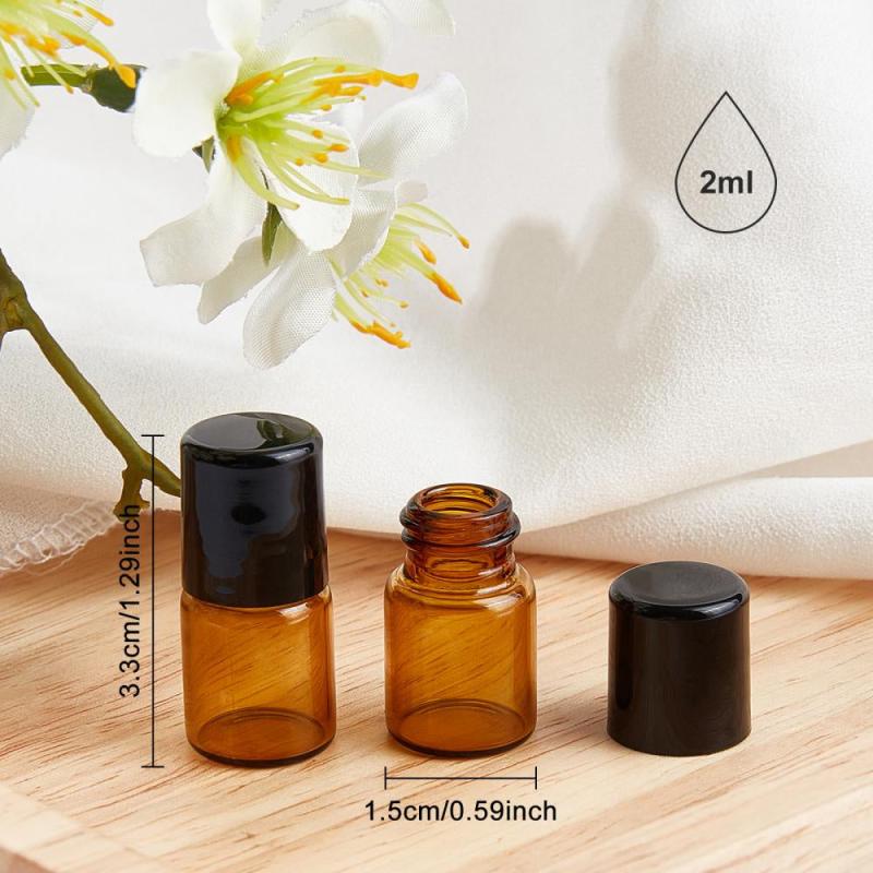 30 Pack 2ml Amber Glass Roller Bottle Mini Essential Roll On Bottle