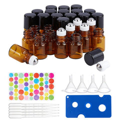 30 Pack 2ml Amber Glass Roller Bottle Mini Essential Roll On Bottle