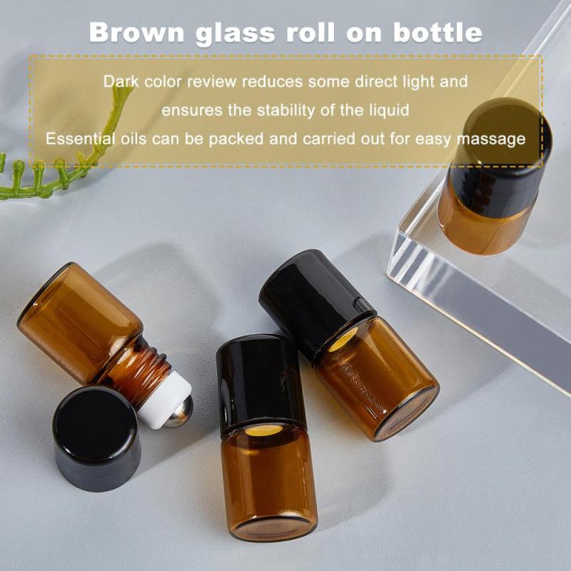 30 Pack 2ml Amber Glass Roller Bottle Mini Essential Roll On Bottle