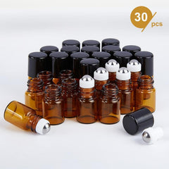 30 Pack 2ml Amber Glass Roller Bottle Mini Essential Roll On Bottle