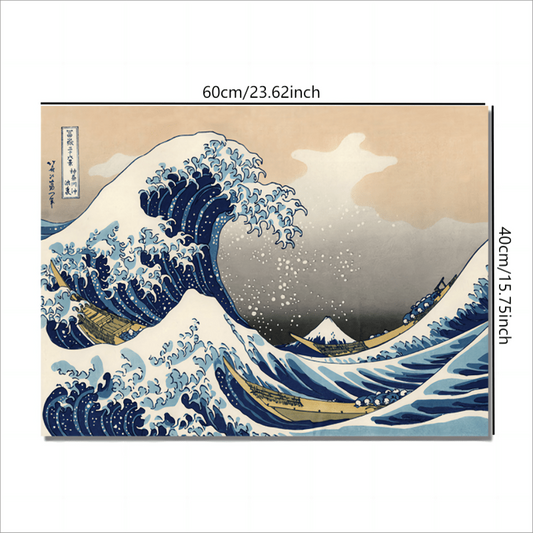 Japanese Wave Abstract Landscape Canvas Painting