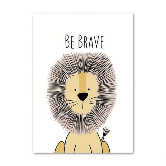 6pcs Cartoon Animal Canvas Poster Children's Room Decor