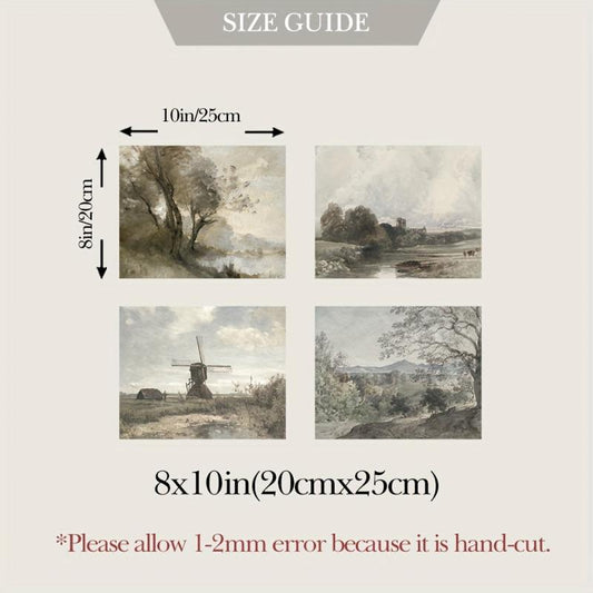 4pcs Canvas Poster French Countryside Painting