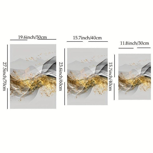 3pcs Minimalist Sofa Background Wall Paintings - Ink Foil Bird Tri