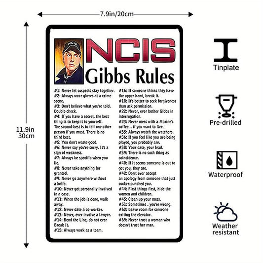 NCIS Gibbs Rules 69 Rules Retro Metal Tin Sign Vintage Home Coffee Wall Decor