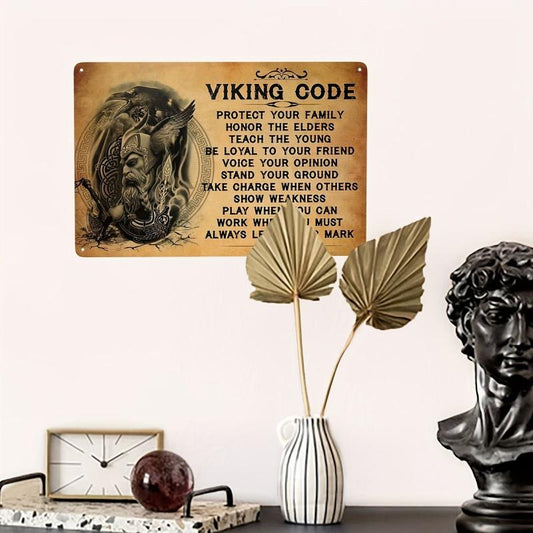 Vintage Viking Code Wall Decor Tin Sign