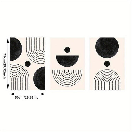 3pcs Minimalism & Geometric Line Canvas Paintings Beige Art