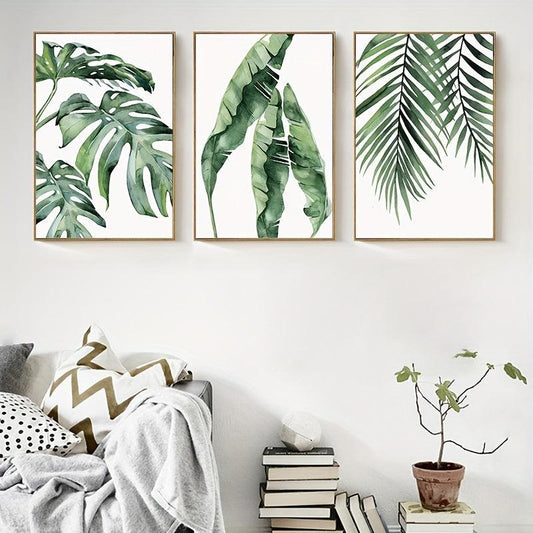 3pcs Watercolor Plant Canvas Painting Wall Decor Art Print
