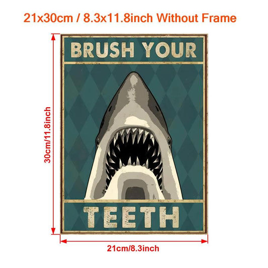 Shark Soap Bubble Poster Vintage Bathroom Wall Decoration