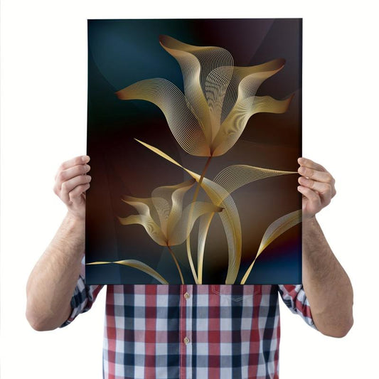3pcs Abstract Golden Flower Nordic Art Plant Wall Decoration