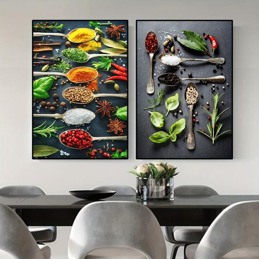 5pcs Herbs and Spices Canvas Art Prints - Perfect Wall Decor