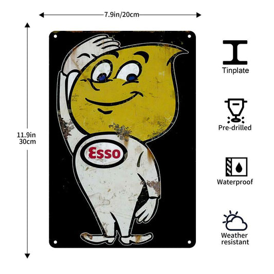 Vintage Retro Metal Esso Drop Sign Car Bike Workshop Garage