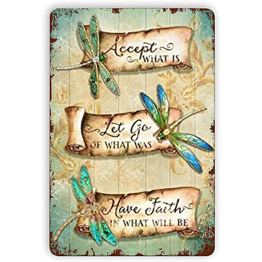 Funny Dragonfly Tin Sign Vintage Wall Decor 12x8