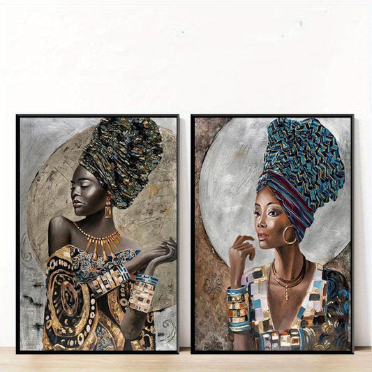 2pcs African Girl Graffiti Art Poster Abstract Woman Canvas Paintings