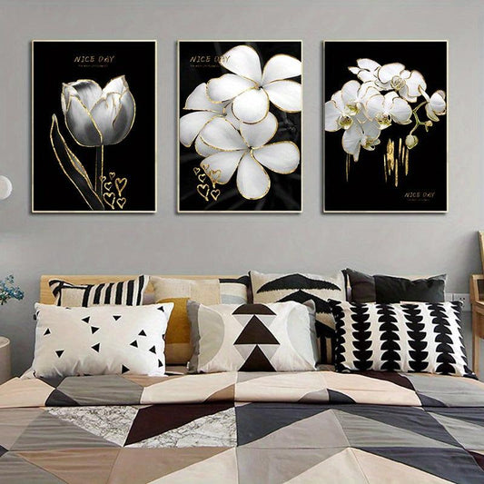 3pcs Flower Canvas Painting Prints Wall Decor Art Pictures No Frame