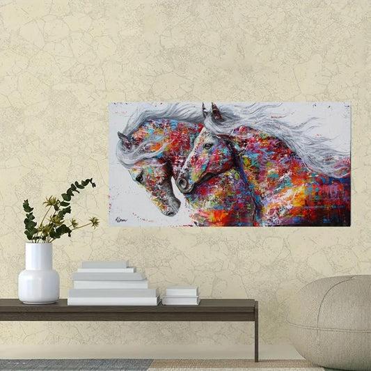 Funny Colorful Horse Abstract Canvas Print Home Decor
