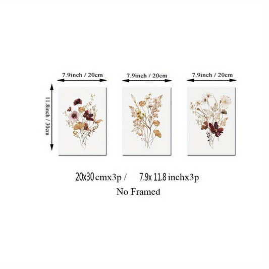 Boho Wildflower Watercolor Botanical Posters Set
