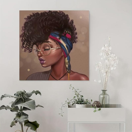 Canvas Poster Vintage African Women Glasses Room Decor Wall Art