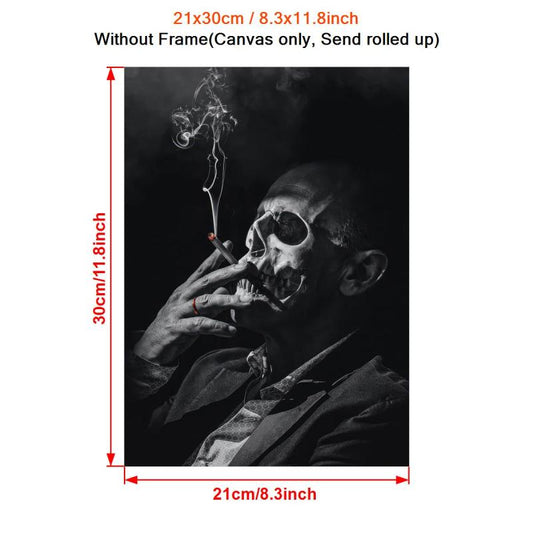 Vintage Smoking Skull Canvas Art