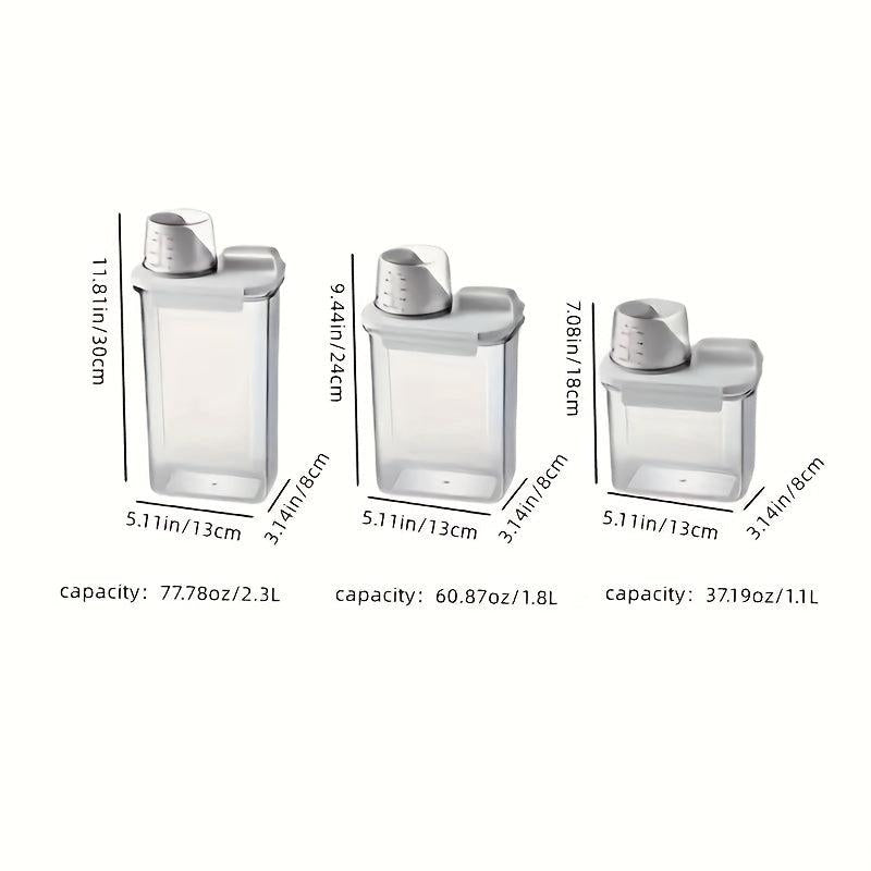 Airtight Storage Container w/ Measuring Cup Plastic Cereal Jars