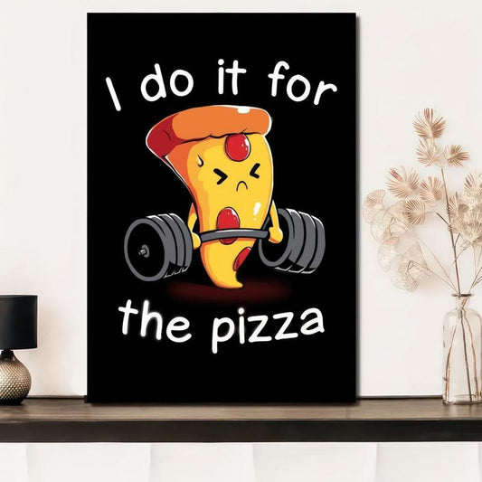 Canvas Poster Vintage Cartoon Art Pizza Weightlifting Ideal Gift Bedroom Decor