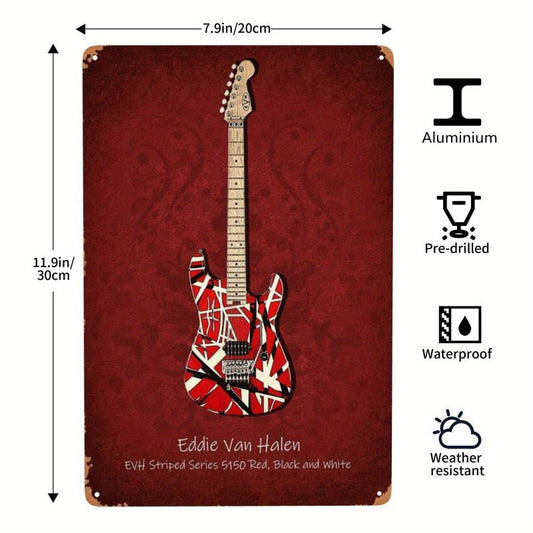 Metal Sign Rock Roll Music Skull Guitar Vintage Wall Decor
