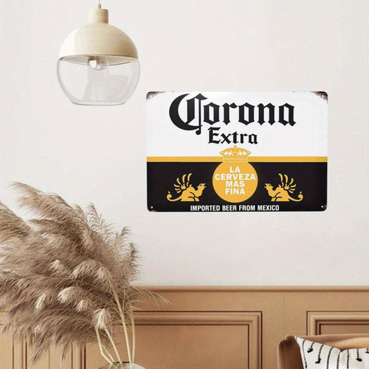 Metal Bar Open & Cheers Sign, Vintage Man Cave Wall Decor 20x30cm
