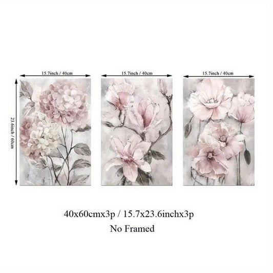 Pink Flower Canvas Art Poster Set