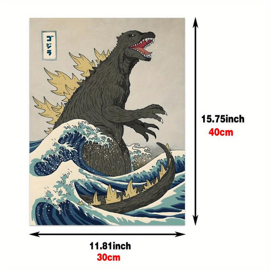 Vintage Japanese Shark Art Canvas Poster for Bedroom Decor