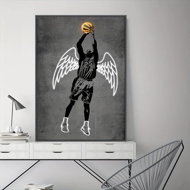 Canvas Poster Modern Art Neon Basketball Angel Graffiti Decorative Painting