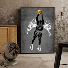 Canvas Poster Modern Art Neon Basketball Angel Graffiti Decorative Painting