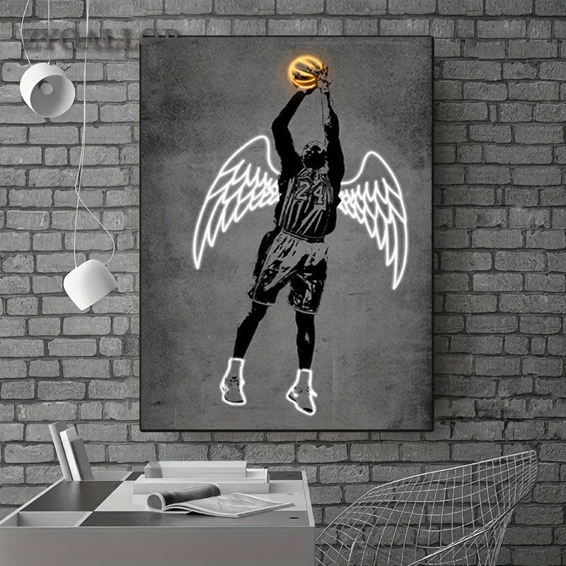 Canvas Poster Modern Art Neon Basketball Angel Graffiti Decorative Painting