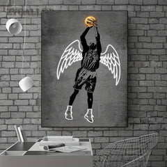 Canvas Poster Modern Art Neon Basketball Angel Graffiti Decorative Painting