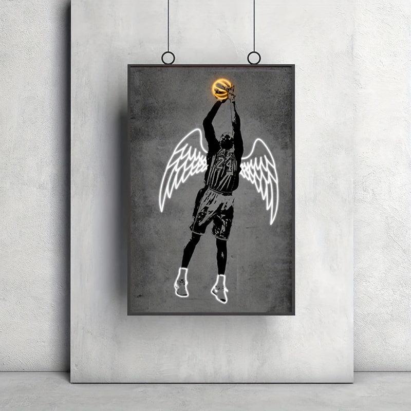 Canvas Poster Modern Art Neon Basketball Angel Graffiti Decorative Painting