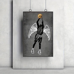 Canvas Poster Modern Art Neon Basketball Angel Graffiti Decorative Painting