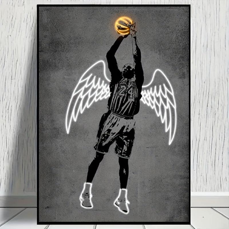 Canvas Poster Modern Art Neon Basketball Angel Graffiti Decorative Painting