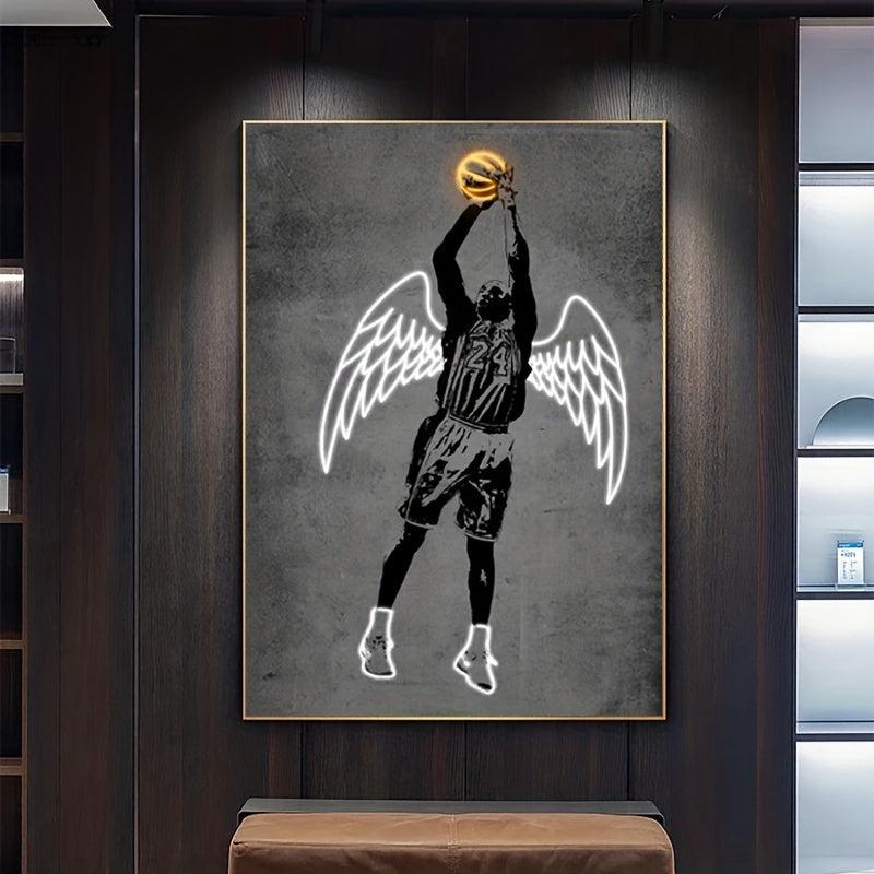 Canvas Poster Modern Art Neon Basketball Angel Graffiti Decorative Painting
