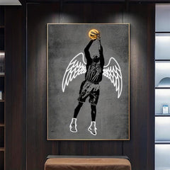 Canvas Poster Modern Art Neon Basketball Angel Graffiti Decorative Painting